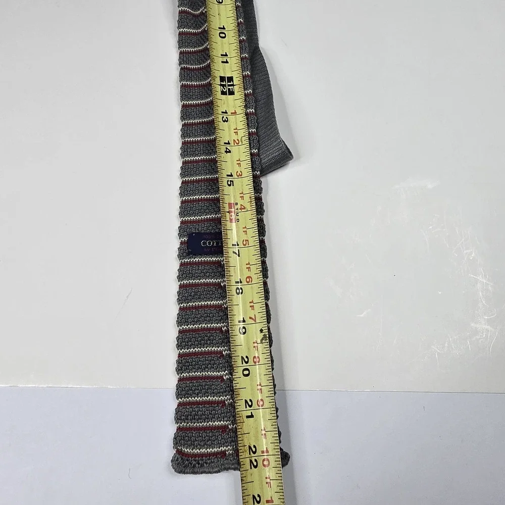 Roosternit by Rooster Necktie‎ Gray Striped Cotton Knit Tie